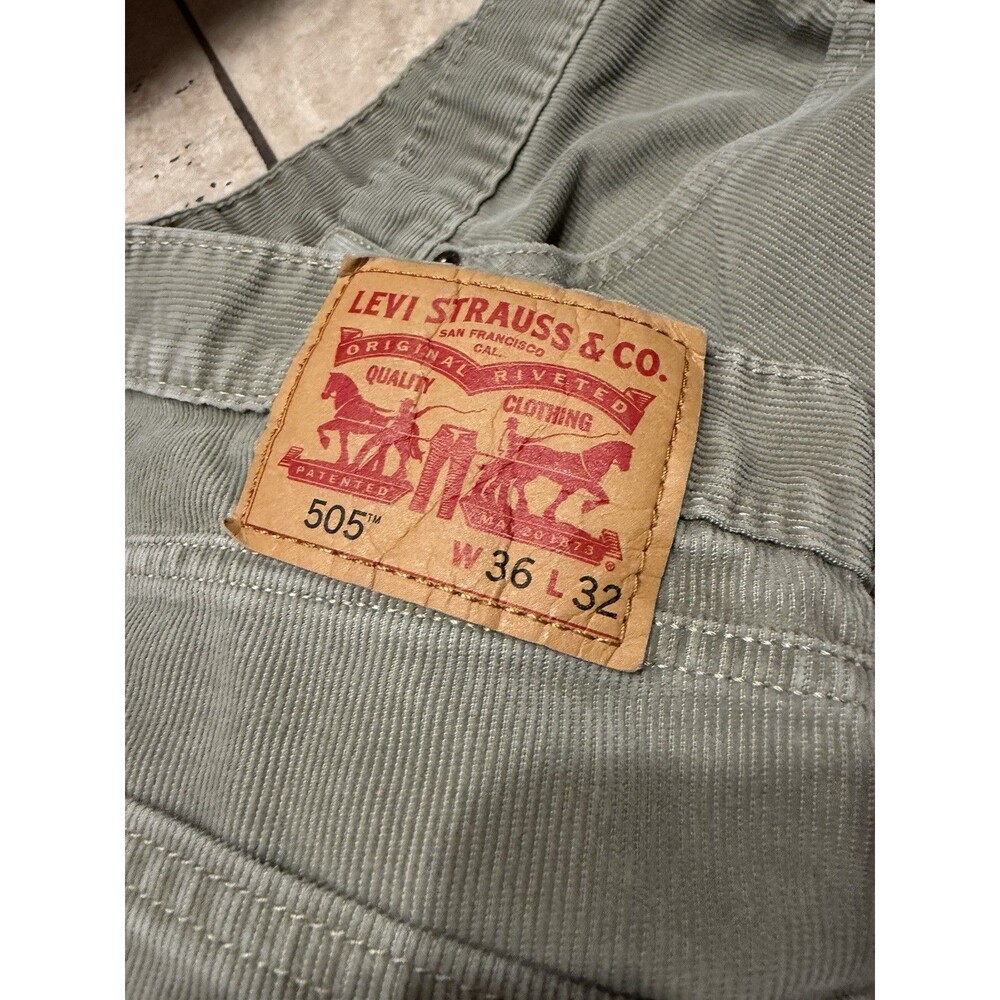 Levis 505 Corduroy Pants Mens 36x32 Straight Leg Tan White Tab Khaki Chino - Picture 3 of 9
